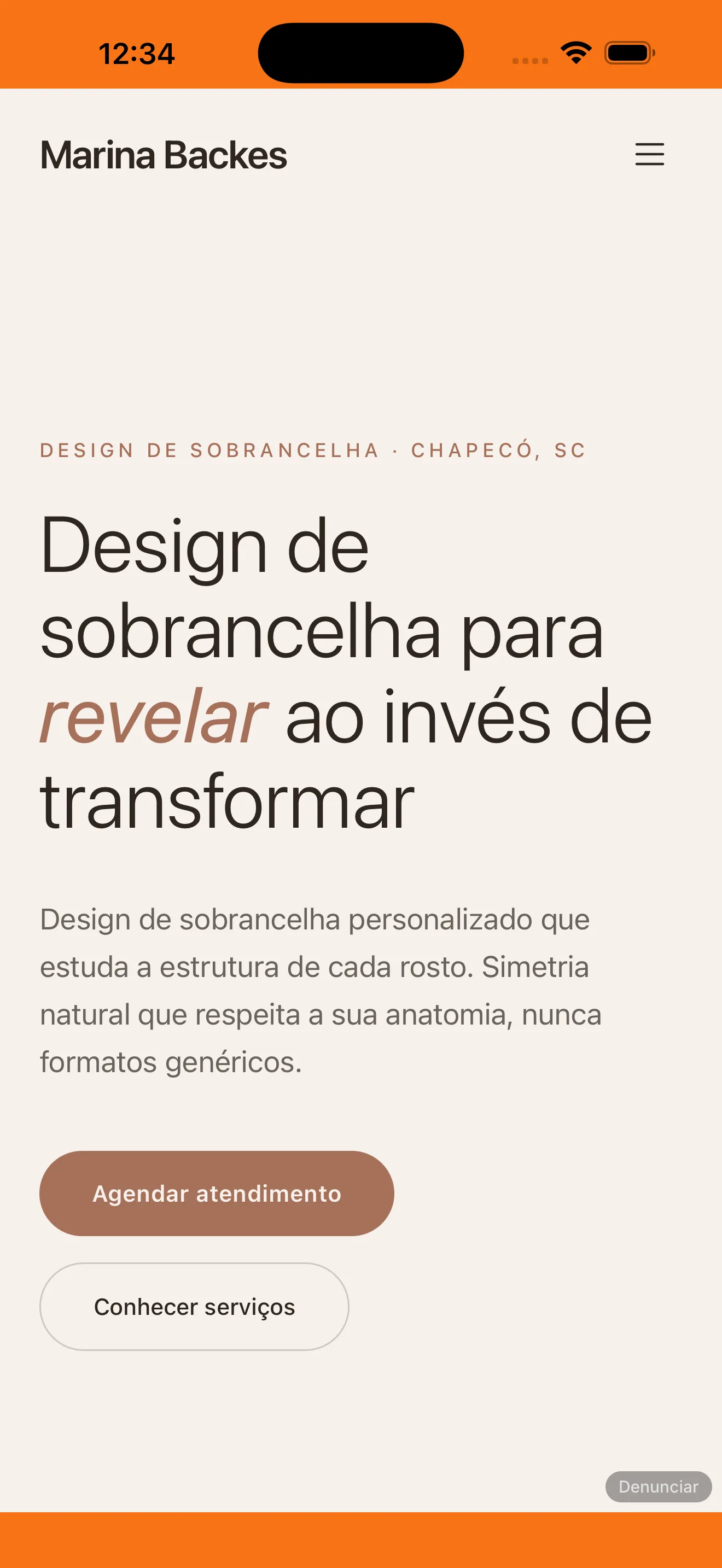 Página pública de agendamento do Ordo, onde o cliente marca o horário sozinho